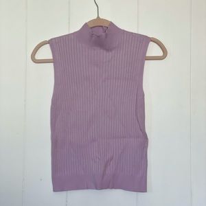 NWOT Lilac sleeveless ribbed turtleneck blouse